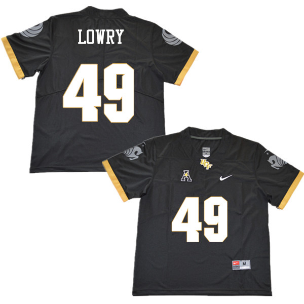 Men #49 Seyvon Lowry UCF Knights College Football Jerseys Sale-Black